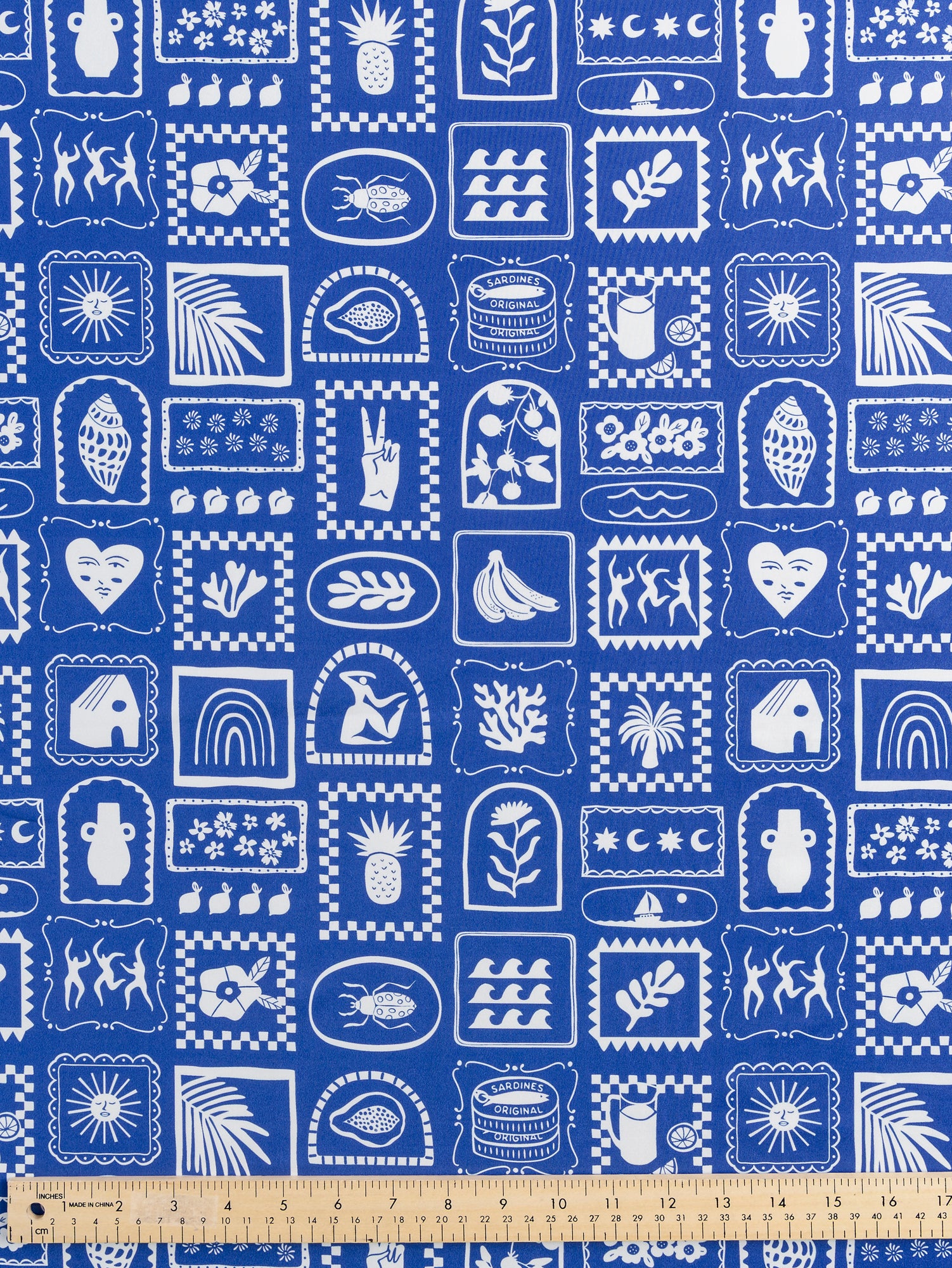 F-PES037-Picnic-Tile-Print-Recycled-Swim-Performance-Knit-Royal-Blue-and-White-Core-Fabrics-ruler.JPG