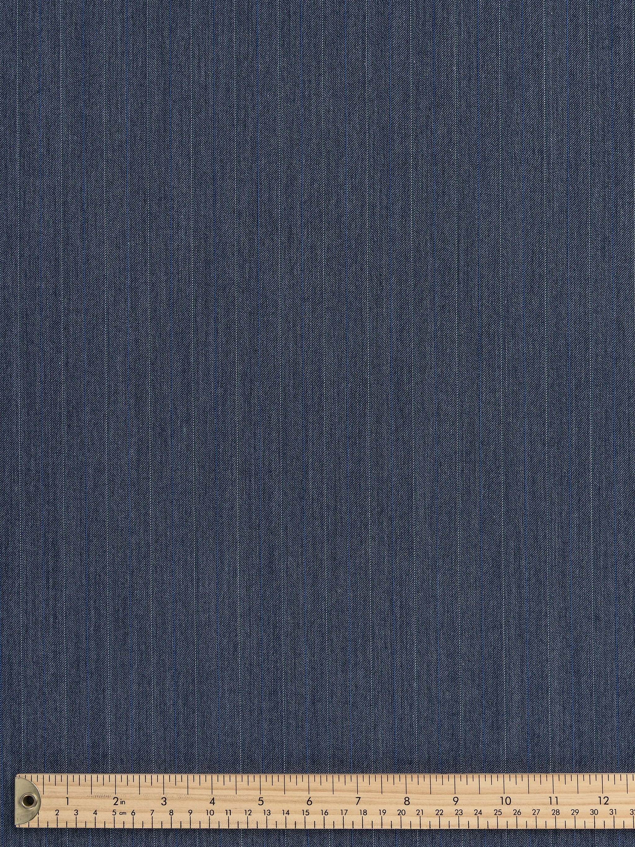 F-WOL097-Pinstripe-Chevron-Italian-Wool-Suiting-Deadstock-Graphite-Blue-and-Green-Core-Fabrics-ruler.webp