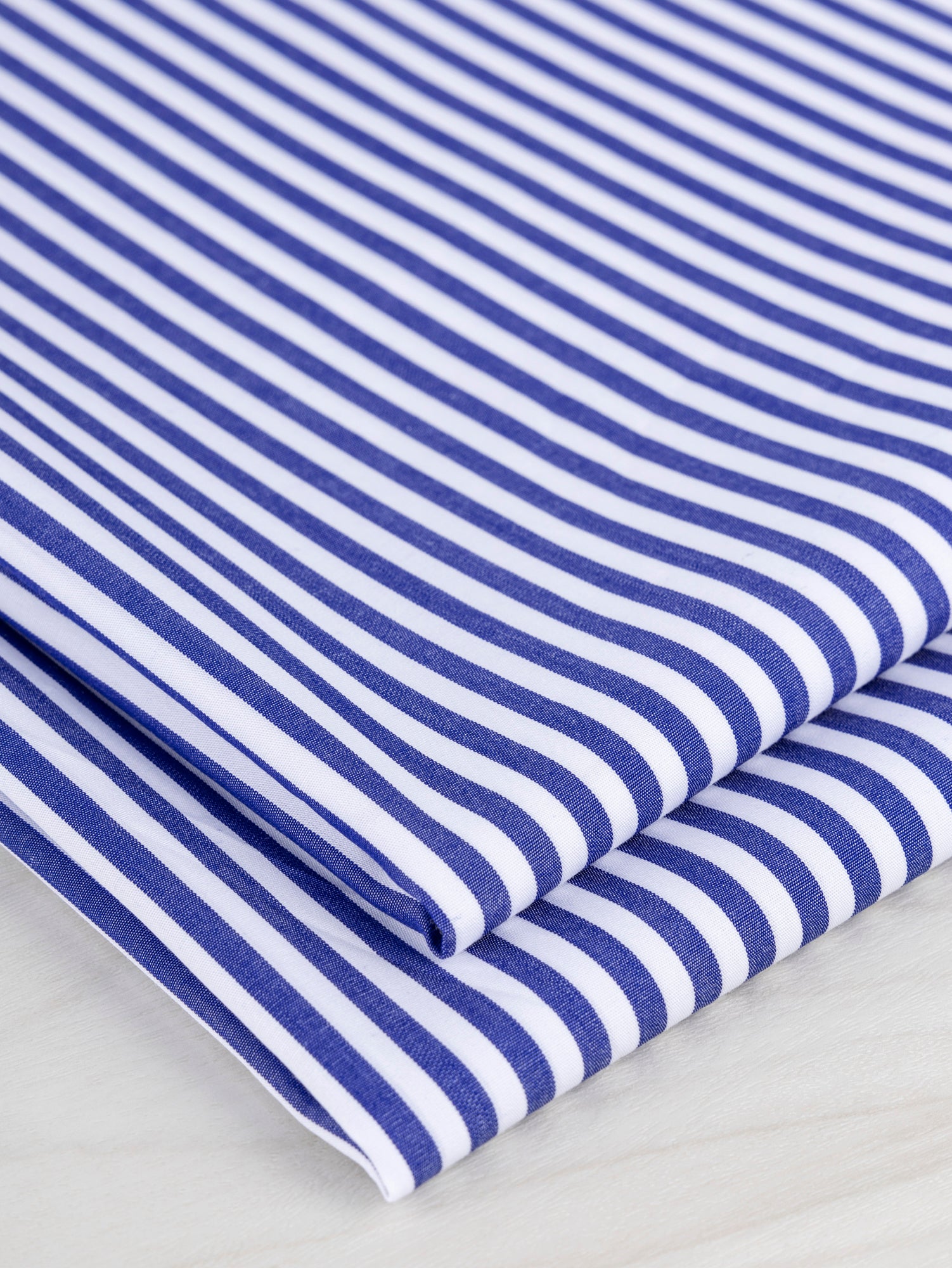 Pinstripe Cotton Poplin Shirting - Dark Blue + White | Core Fabrics