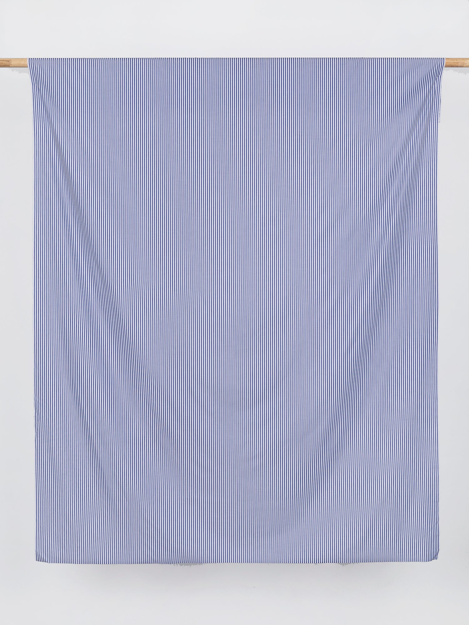 Pinstripe Cotton Poplin Shirting - Dark Blue + White | Core Fabrics