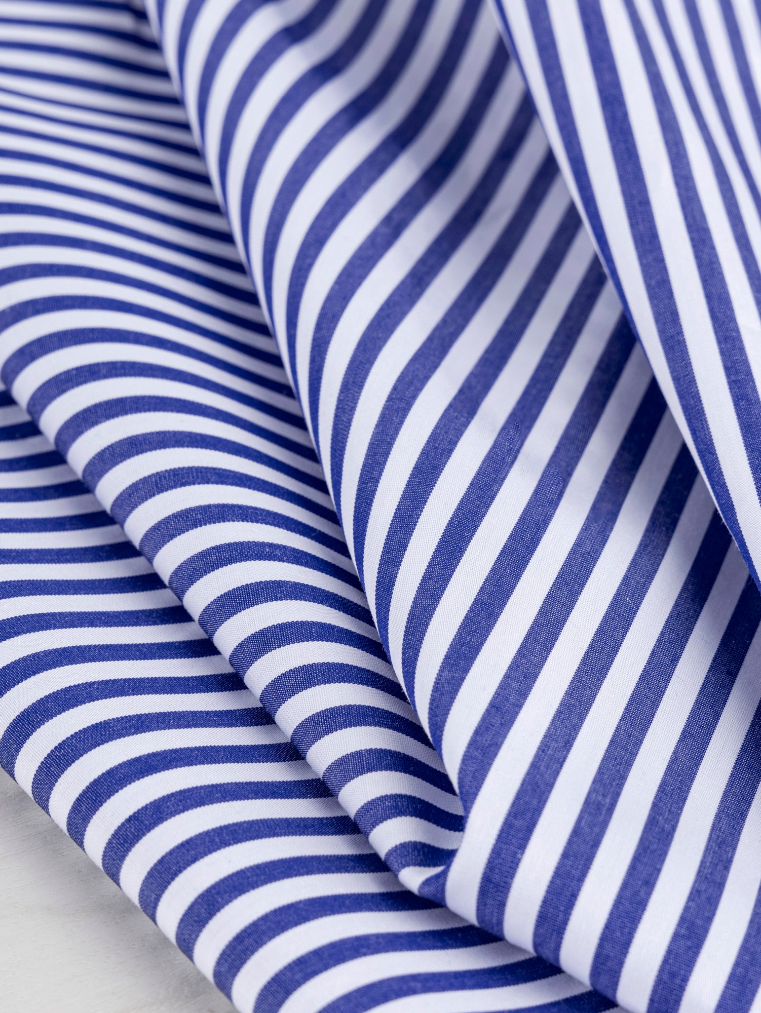 Pinstripe Cotton Poplin Shirting - Dark Blue + White | Core Fabrics