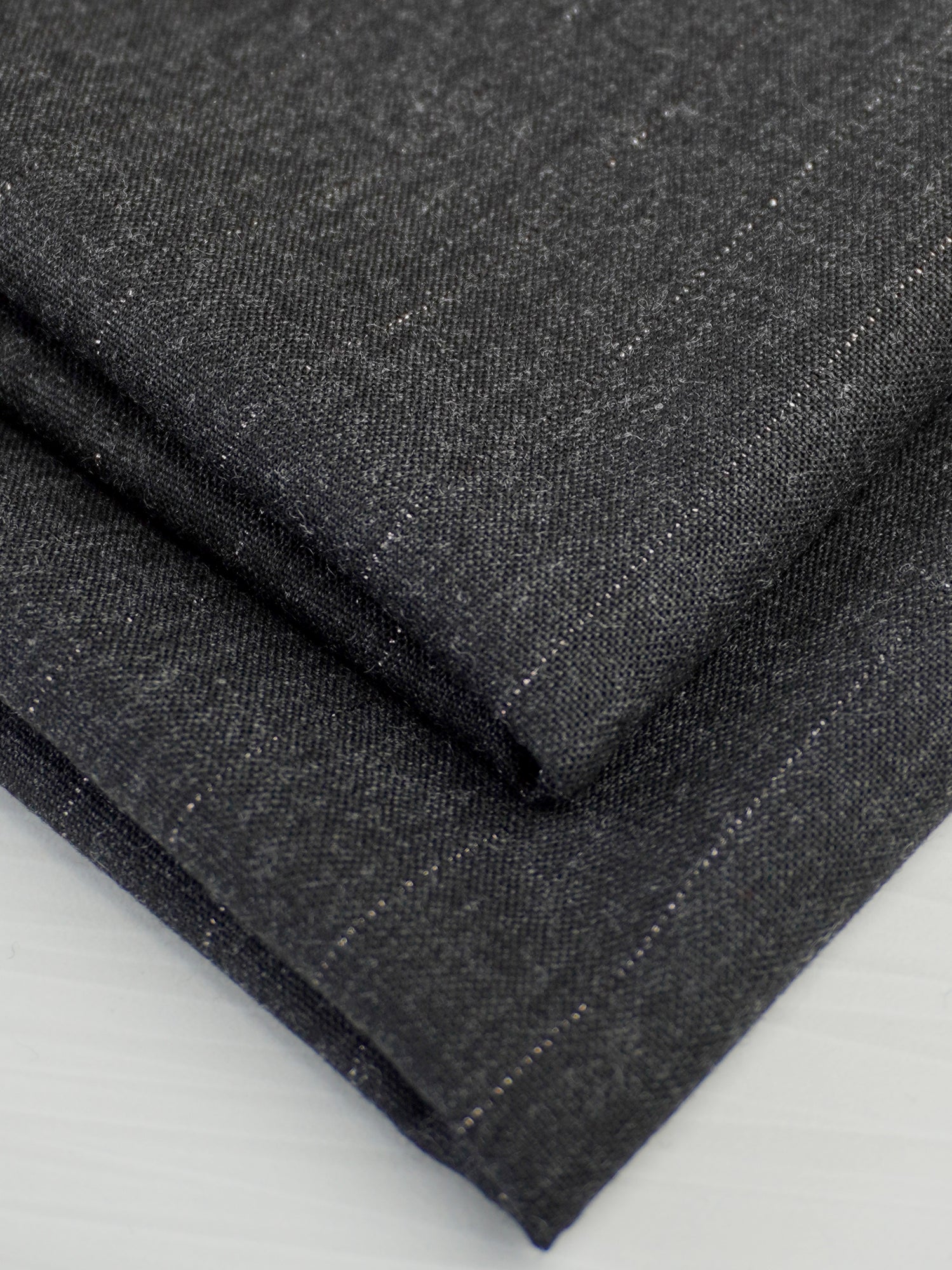 Pinstripe Italian Suiting Deadstock - Charcoal + Metallic | Core Fabrics