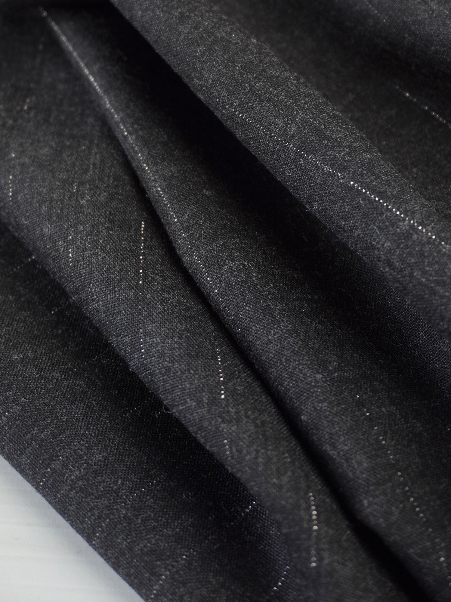 Pinstripe Italian Suiting Deadstock - Charcoal + Metallic | Core Fabrics
