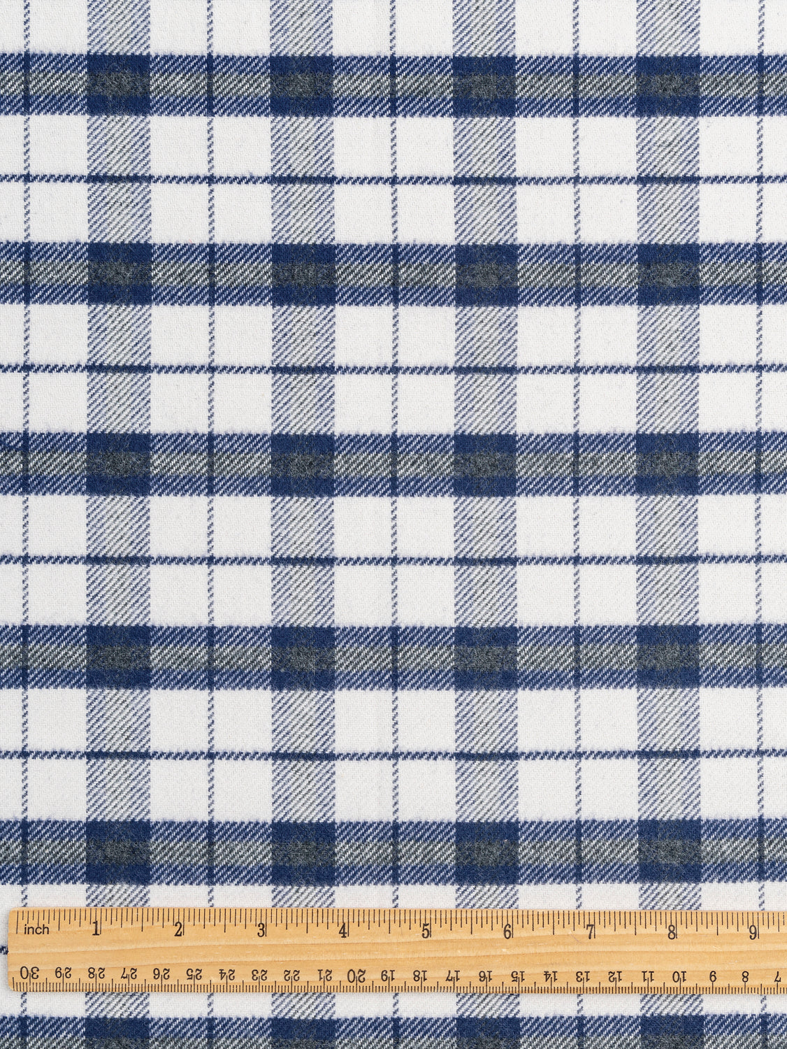 Plaid Check Brushed Cotton - White + Blue | Core Fabrics