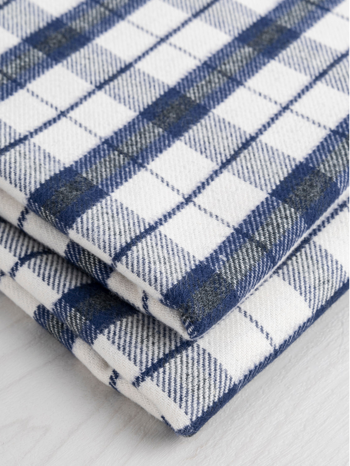 Plaid Check Brushed Cotton - White + Blue | Core Fabrics