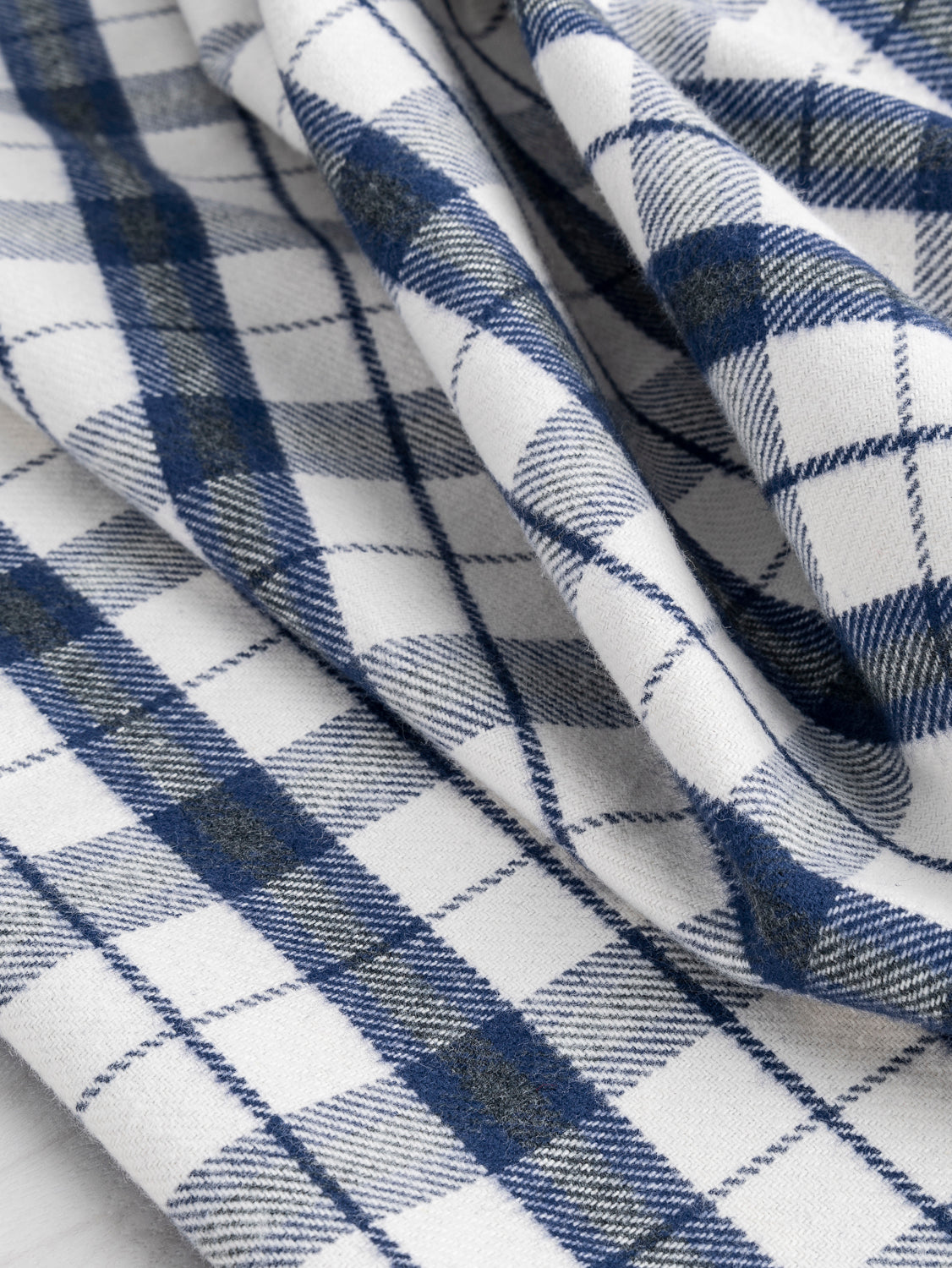 Plaid Check Brushed Cotton - White + Blue | Core Fabrics