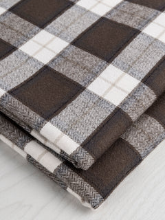 Plaid Check Organic Cotton Flannel - Brown + Cream