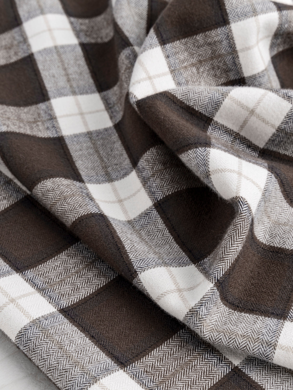 Plaid Check Organic Cotton Flannel - Brown + Cream | Core Fabrics