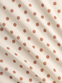 Polka Dot Print Cotton Poplin - Ivory + Caramel