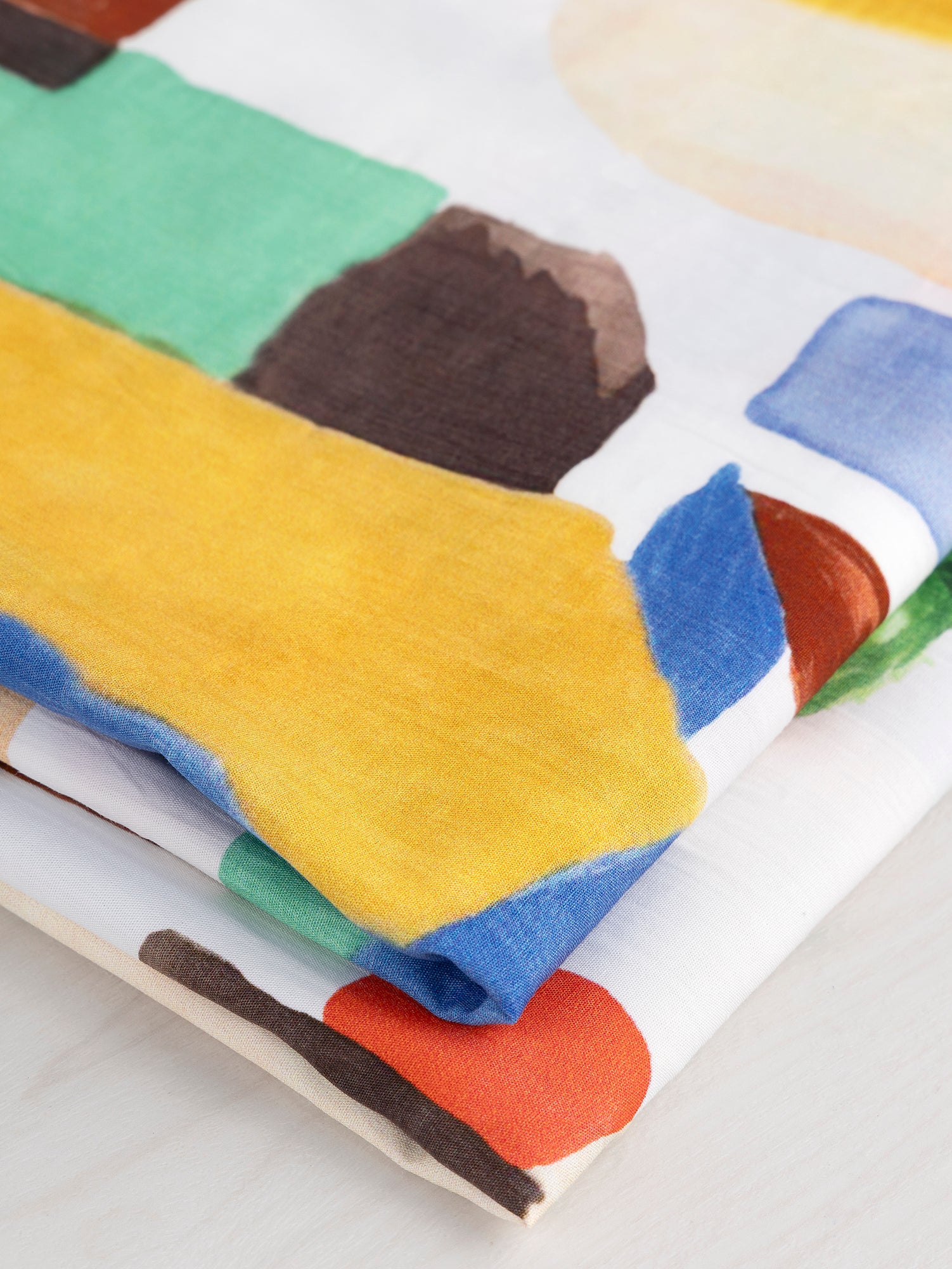 Primary Geo Flora Print Cotton Poplin - White + Red + Blue + Yellow | Core Fabrics