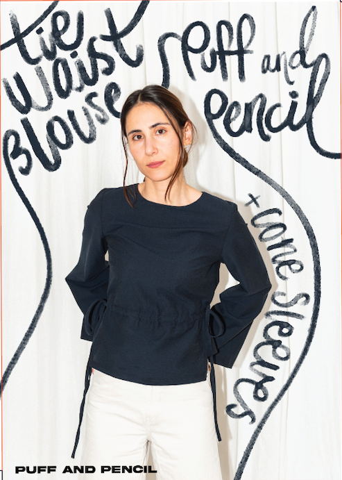 Puff & Pencil Sewing Pattern - Tie Waist blouse x Cone sleeve | Core Fabrics