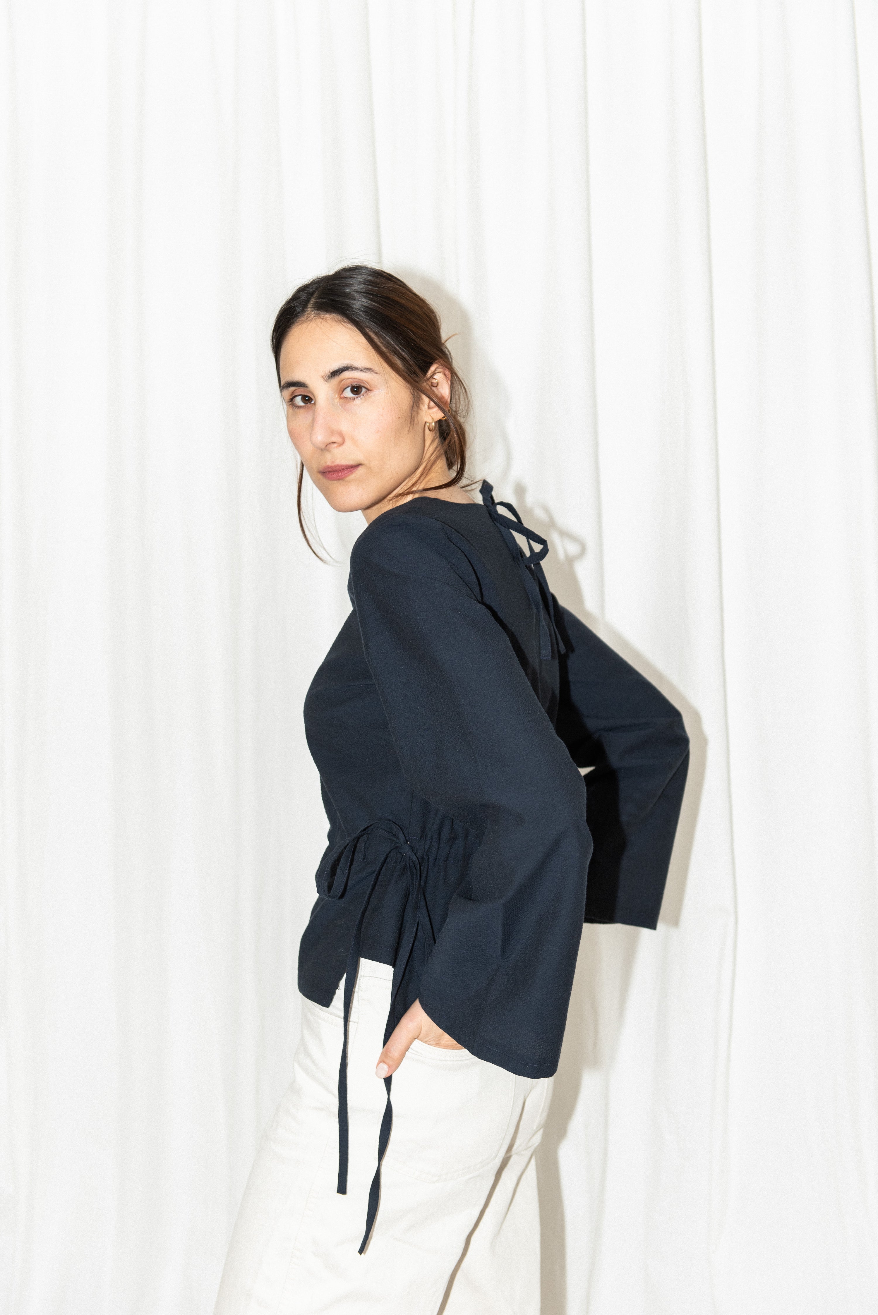 Puff & Pencil Sewing Pattern - Tie Waist blouse x Cone sleeve | Core Fabrics