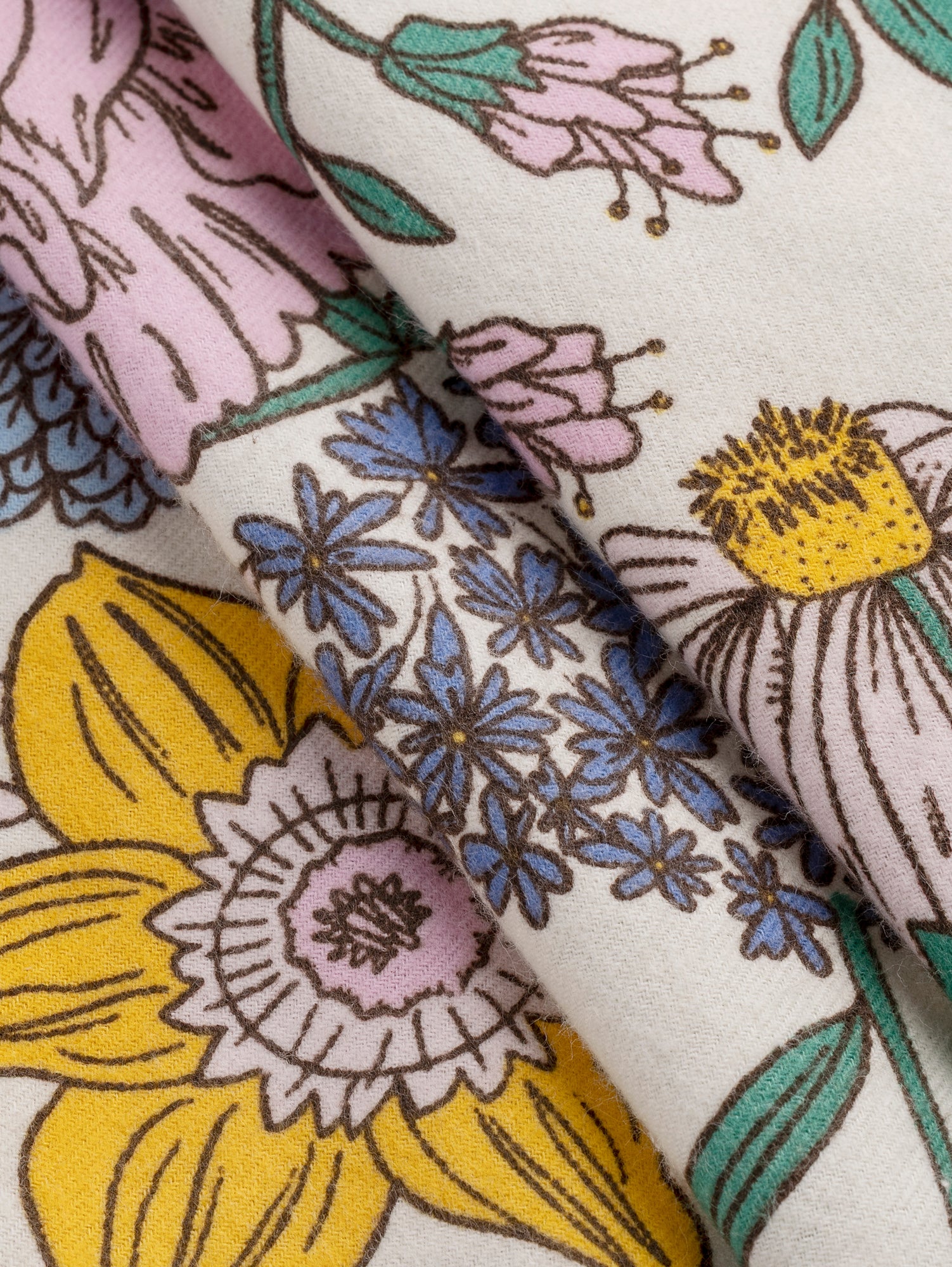 F-COT430-Retro-Large-Floral-Print-Cotton-Flannel-Twill-Deadstock-Cream-Lilac-Periwinkle-Yellow-Core-Fabrics-fold.JPG