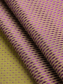 Jacquard de soie réversible fin de rouleau - Olive + Violet