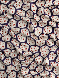 Roll The Dice Print Viscose Silk - Aubergine + Cream + Red