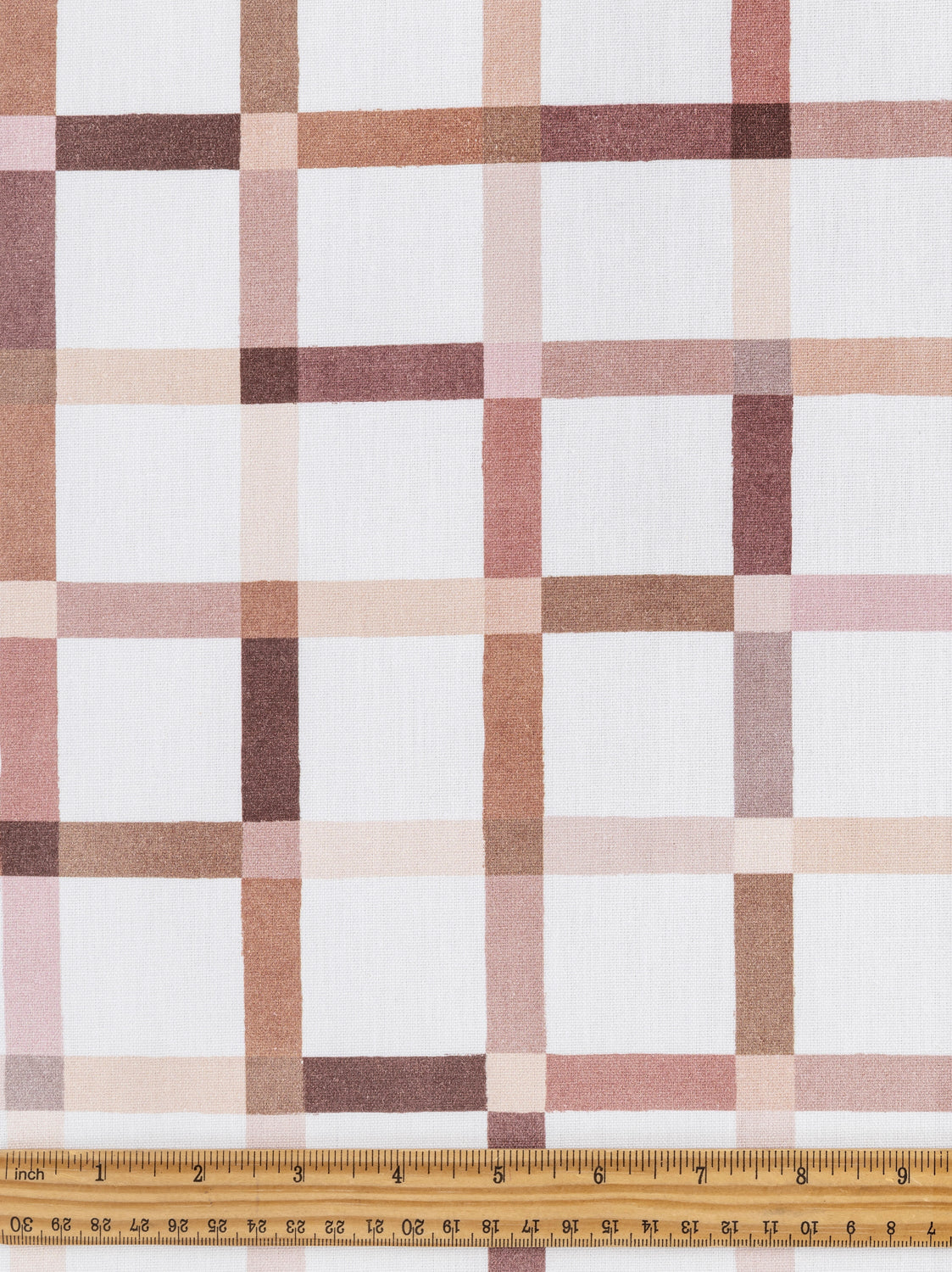 Sandbox Check Print Organic Cotton Canvas - Cream + Brown | Core Fabrics