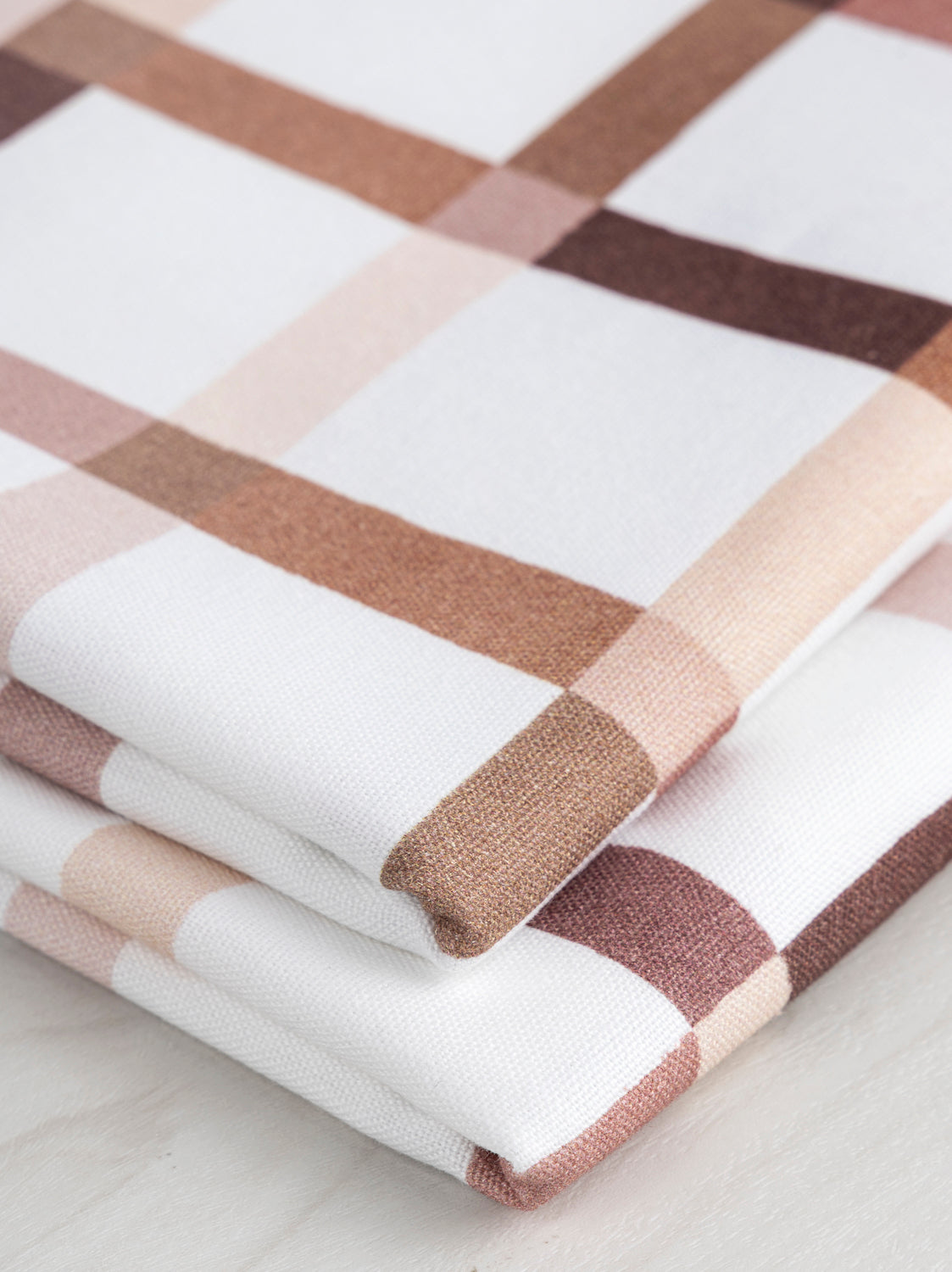 Sandbox Check Print Organic Cotton Canvas - Cream + Brown | Core Fabrics