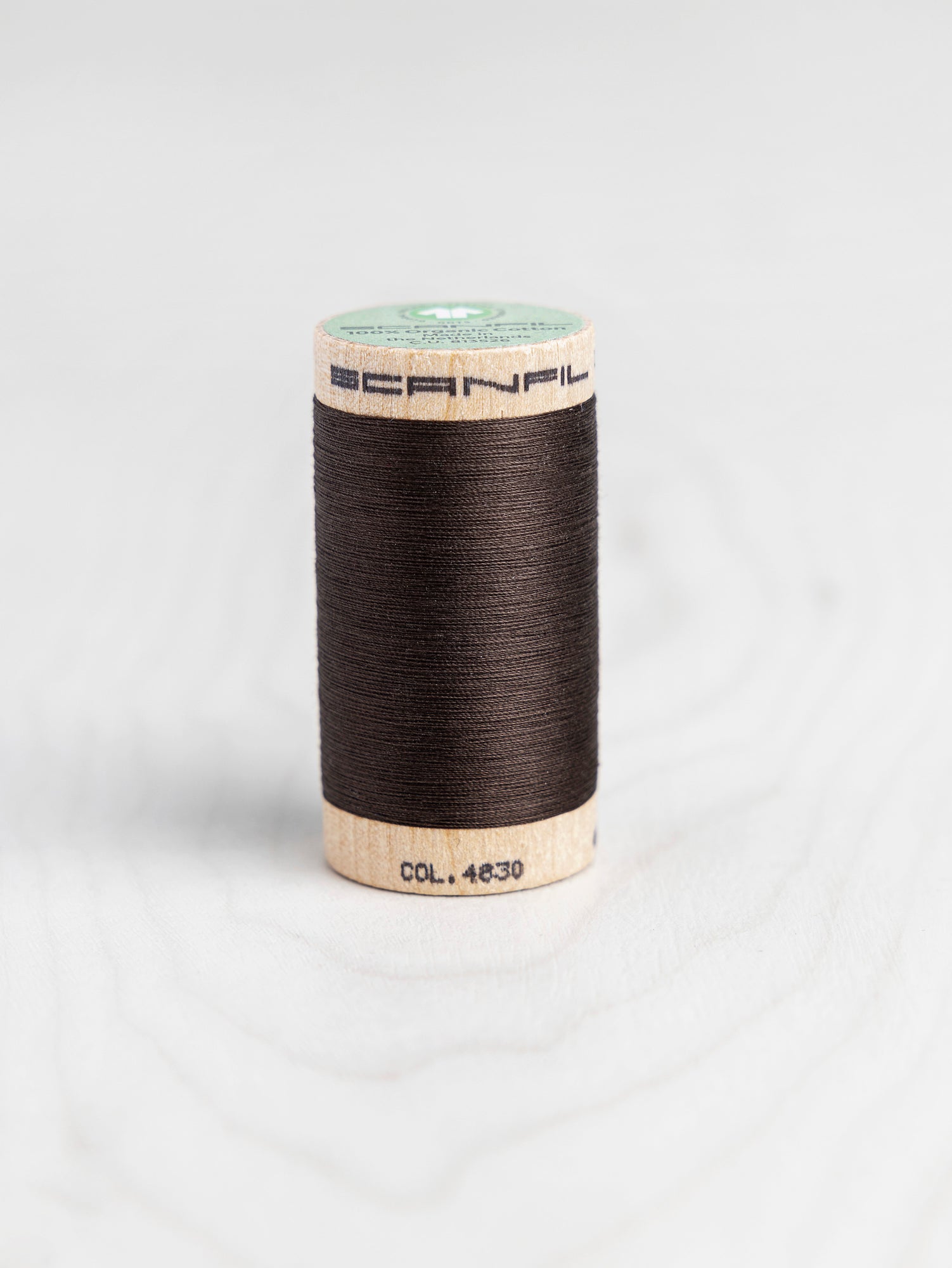 T-COT002-4830-Scanfil-Organic-Cotton-50wt-Thread-500-yard-Licorice-4830-Core-Fabrics