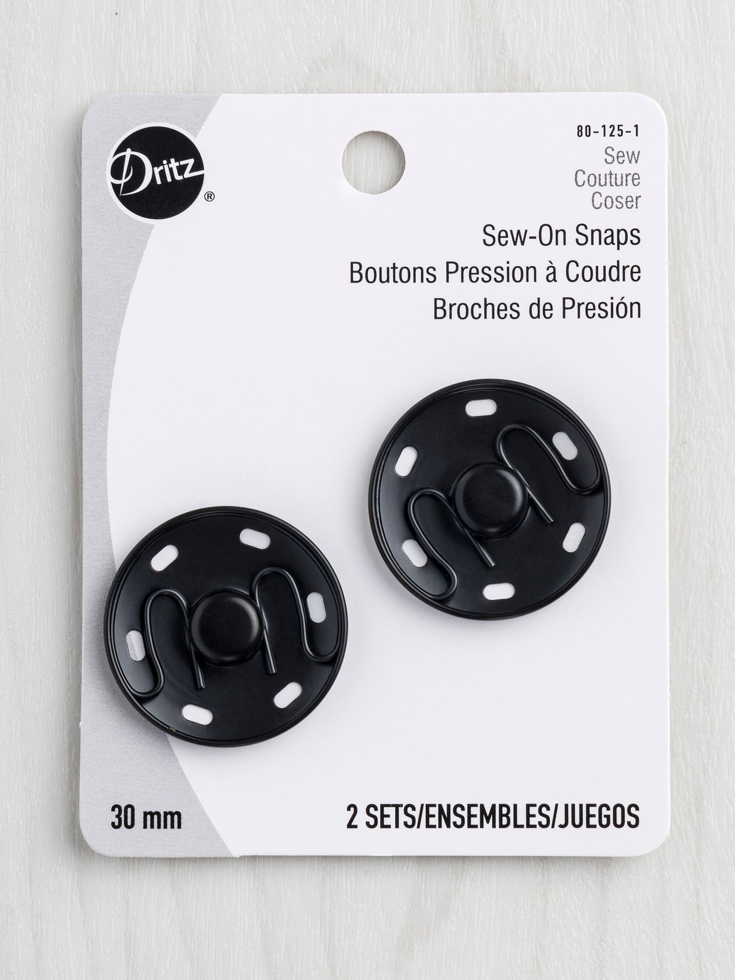 Sew-On Large 30mm Black Snap Buttons - 2 pack | Core Fabrics