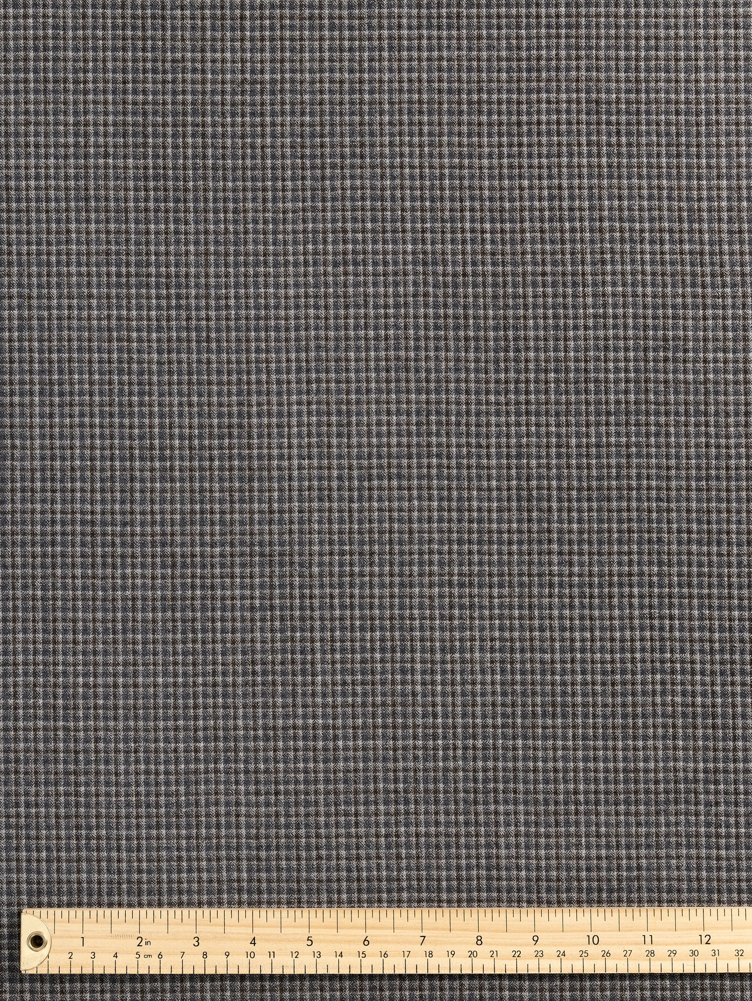 F-WOL098-Small-Check-ItalianWool-Suiting-Deadstock-Grey-and-Brown-Core-Fabrics-ruler.JPG