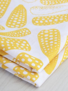 So Corn—y Print Organic Cotton Linen - White + Yellow