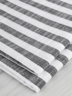 Softened Striped Cotton Shirting - Black + White