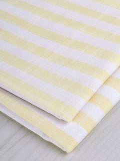 Softened Striped Cotton Shirting - Butter Yellow + White