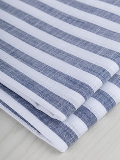 Softened Striped Cotton Shirting - Navy + White