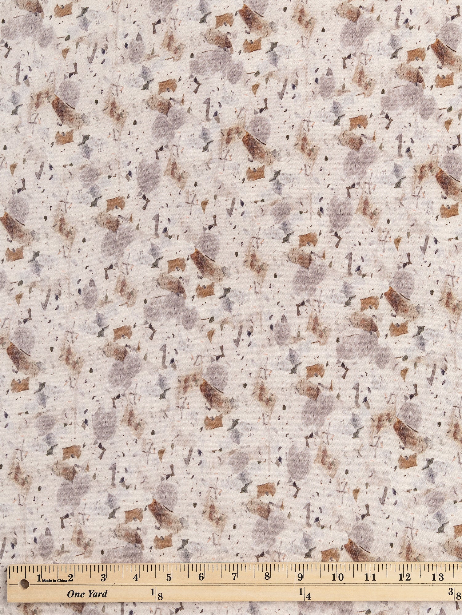 F-DEA032-Speckle-Marble-Print-Viscose-Deadstock-Beige-Brown-and-Grey-Core-Fabrics-ruler.JPG