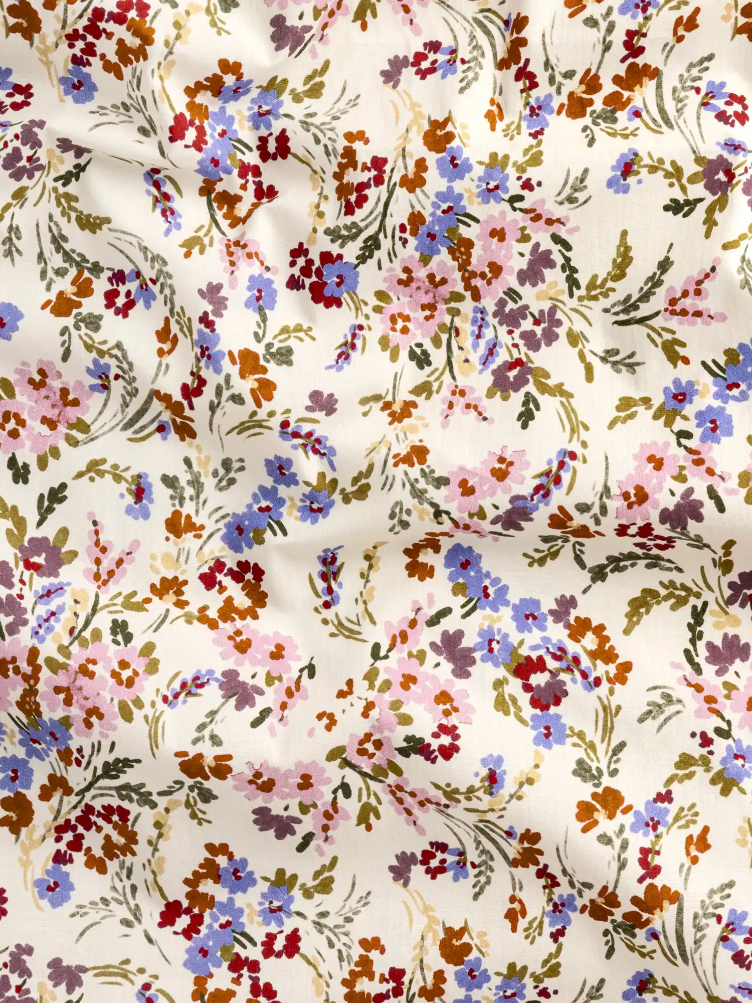 F-COT440-Spring-Floral-Print-BCI-Cotton-Poplin-Cream-Olive-and-Periwinkle-Core-Fabrics-scrunched.webp