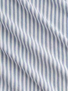 Double gaze de coton à rayures - Blanc + Chambray