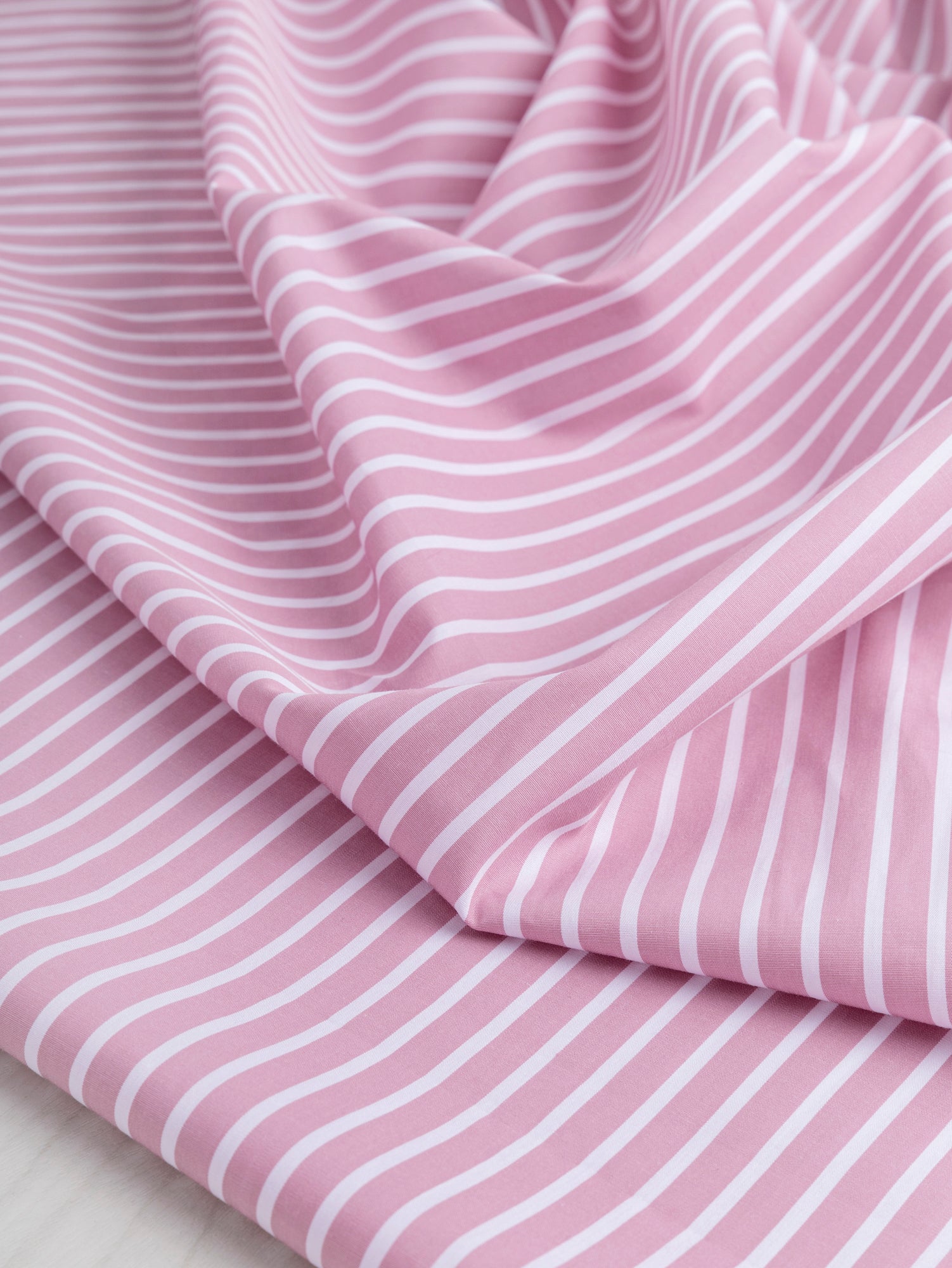 Stripe Cotton Poplin Shirting - Pink + White | Core Fabrics