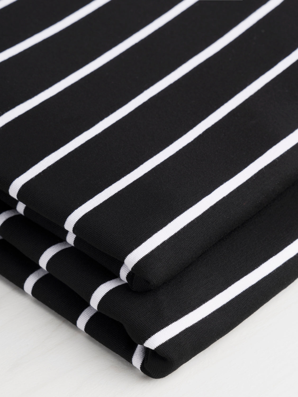 Stripe EcoVero Rayon Spandex Jersey Knit - Black + White | Core Fabrics