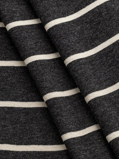 Stripe EcoVero Rayon Spandex Jersey Knit - Charcoal + Cream