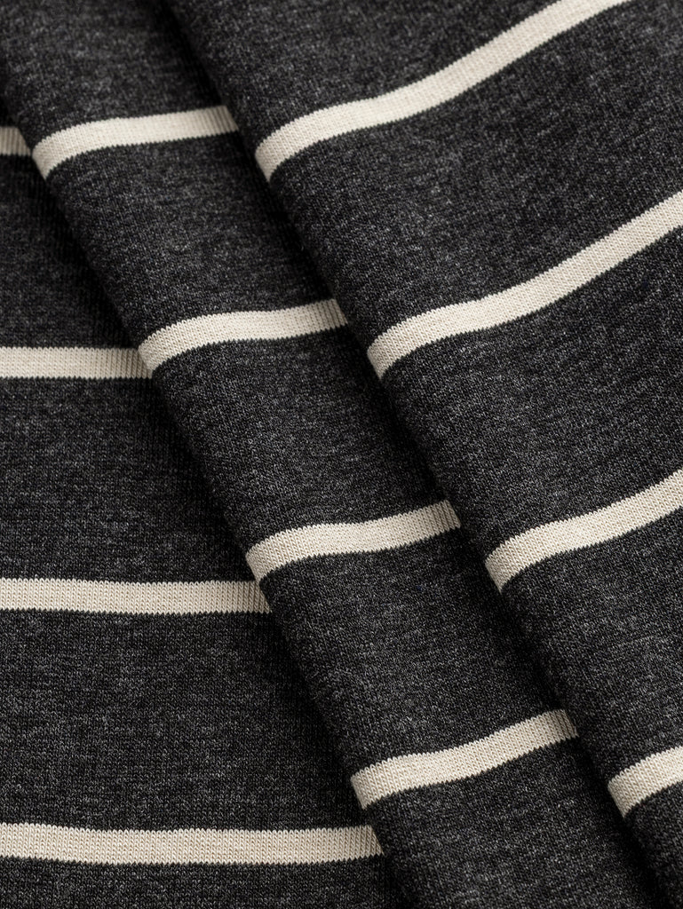 Jersey rayé en rayonne EcoVero et élasthanne - Anthracite + Crème