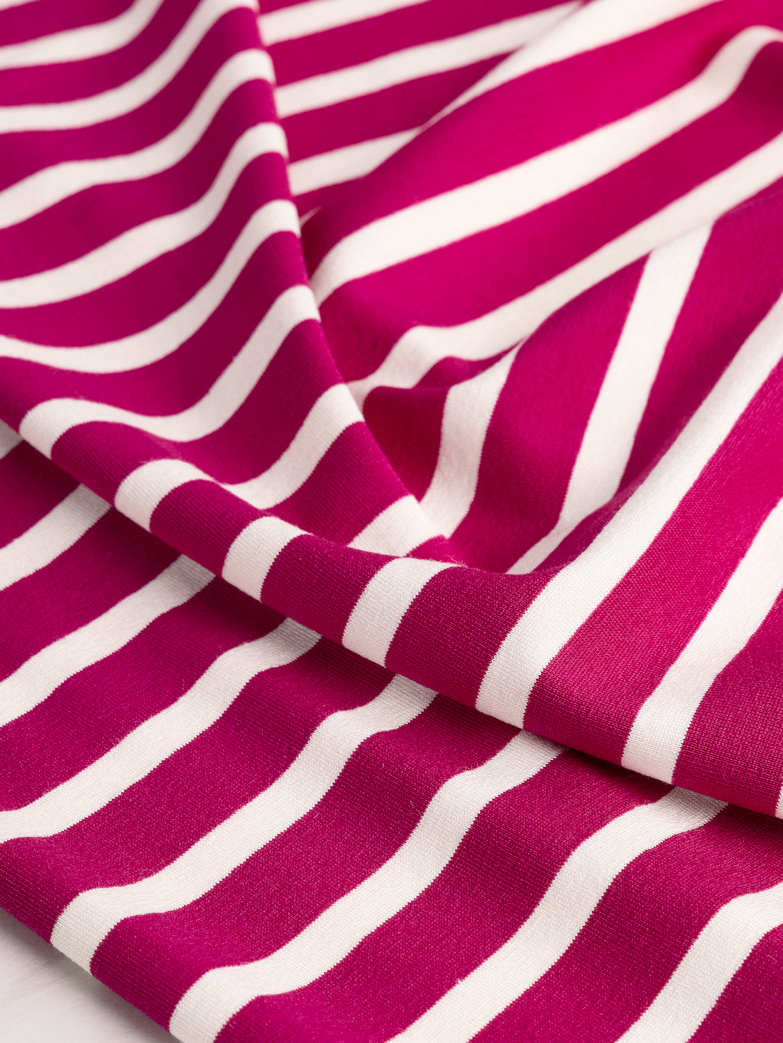 Stripe EcoVero Rayon Spandex Jersey Knit - Pink + Cream | Core Fabrics