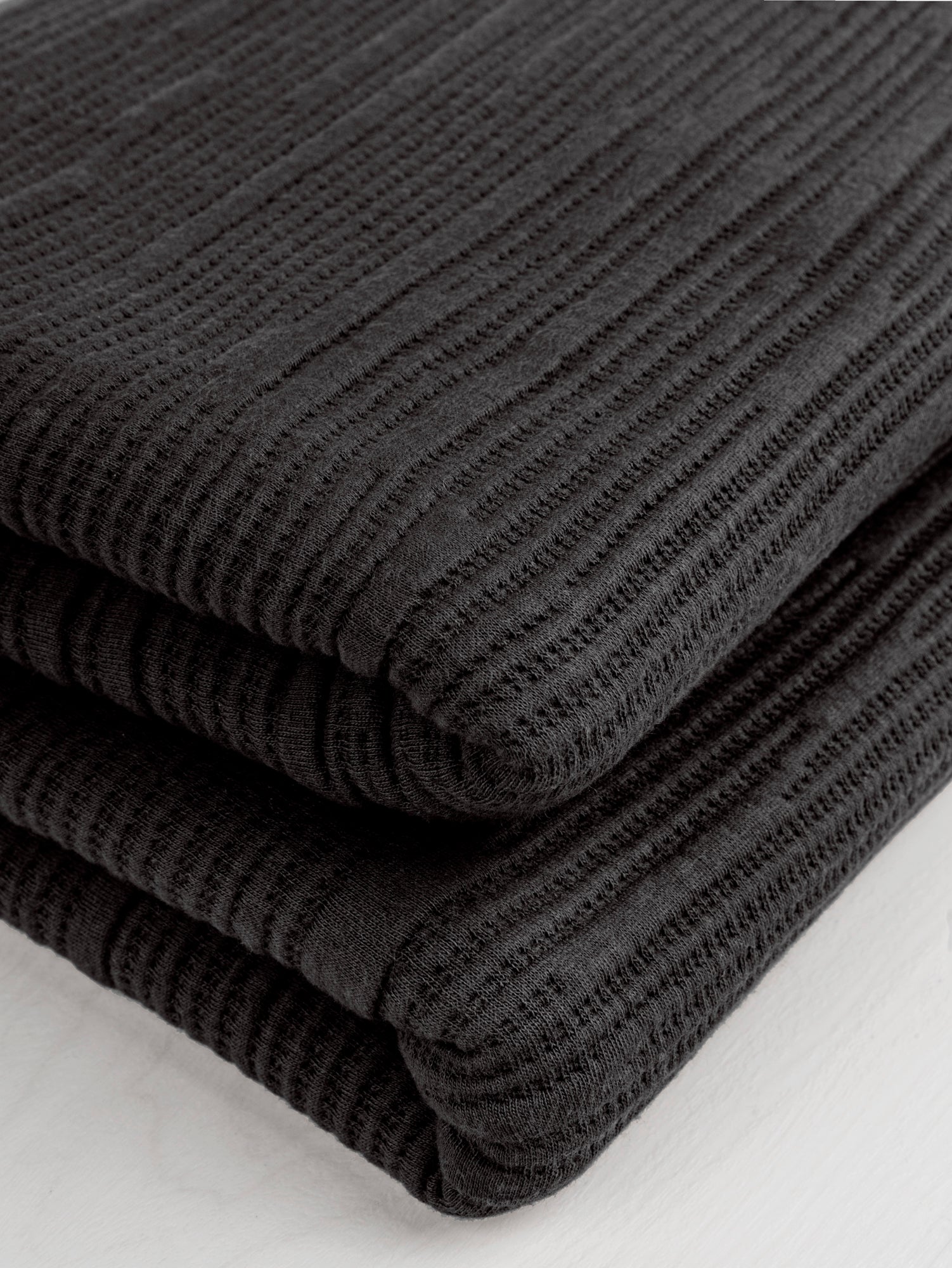 Stripe Textured Jacquard Knit Deadstock - Black | Core Fabrics