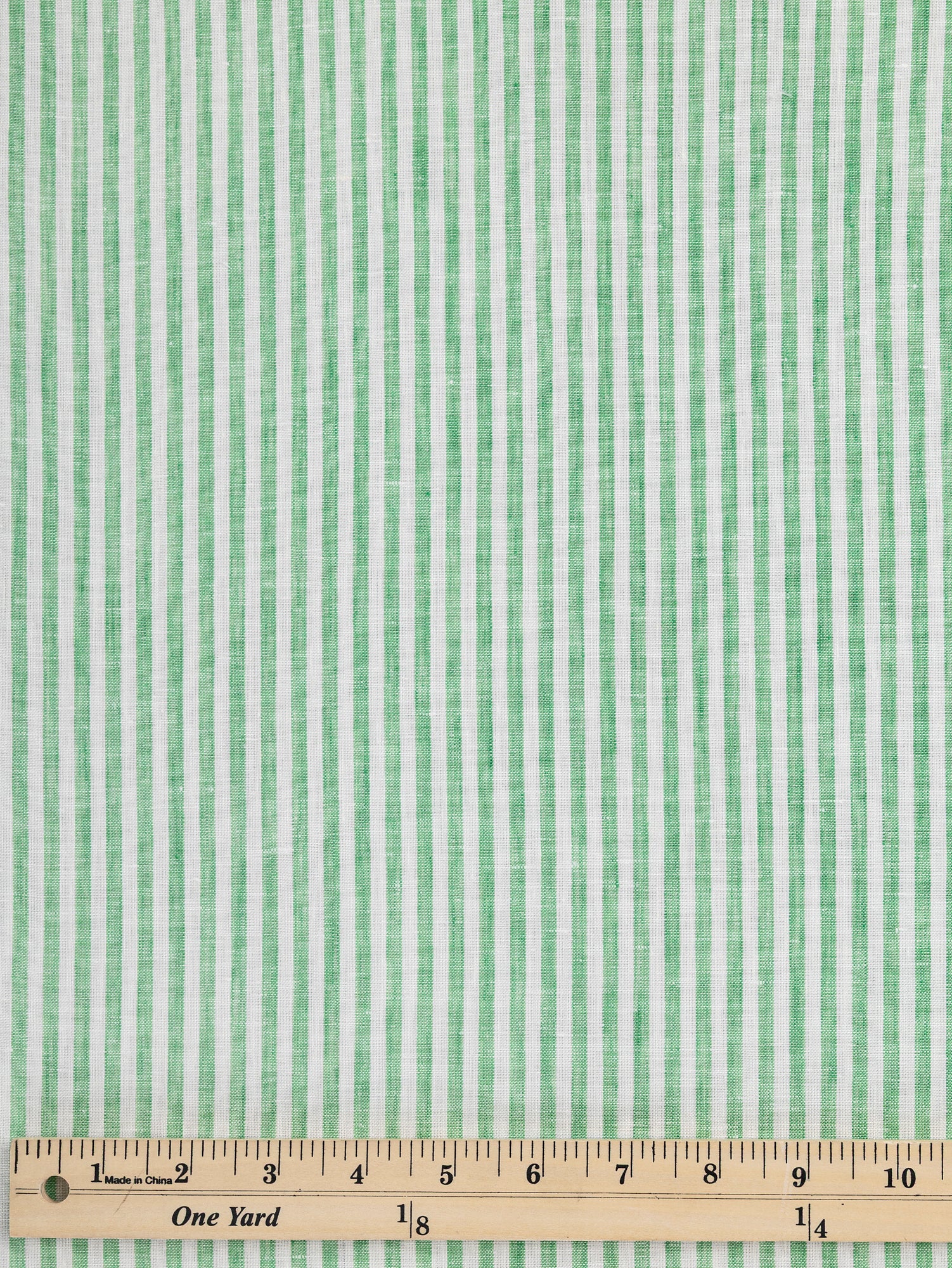 F-LIN043-001-Striped-Linen-Shirting-Green-and-White-Core-Fabrics-ruler.JPG