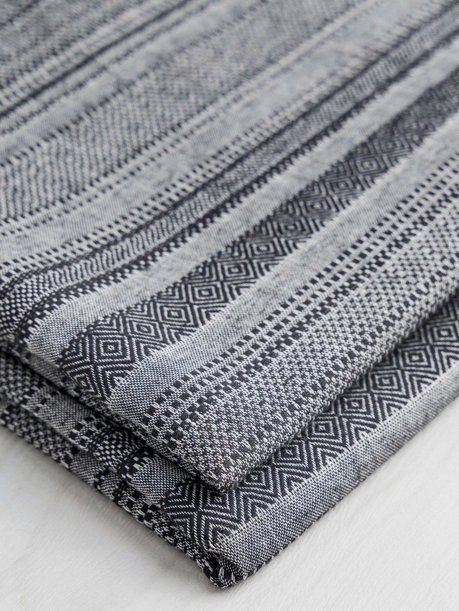Striped Textured Eco Cotton Blend - Black + White | Core Fabrics