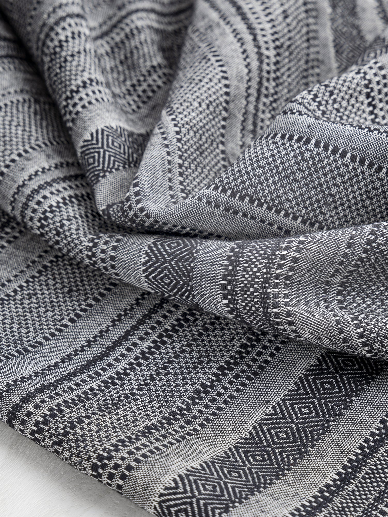 Striped Textured Eco Cotton Blend - Black + White | Core Fabrics