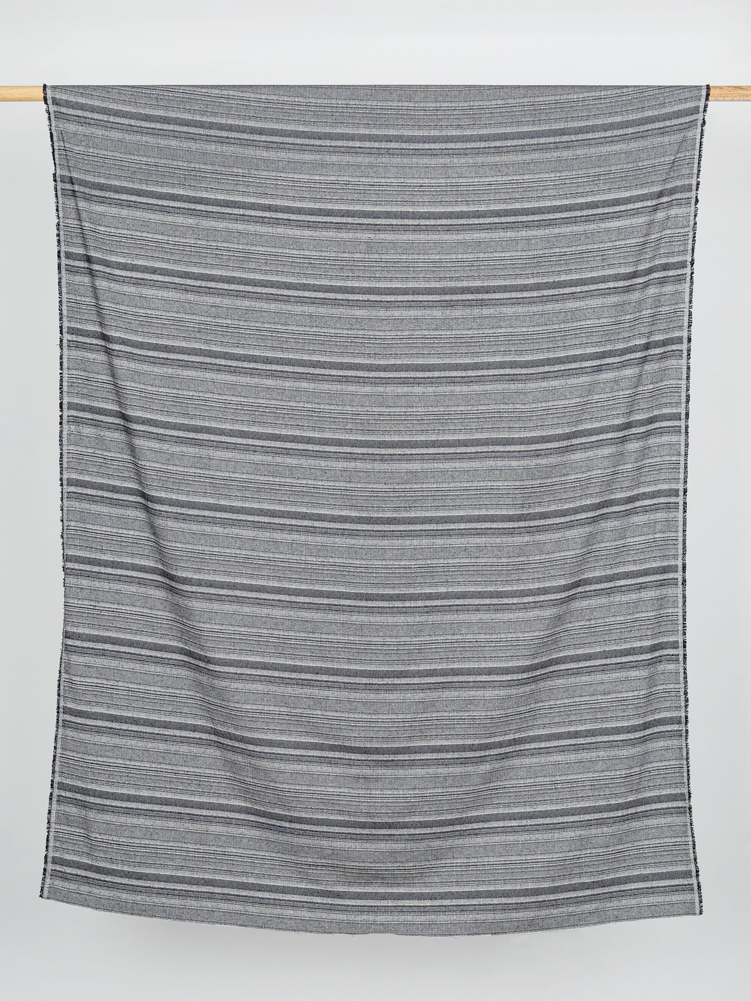 Striped Textured Eco Cotton Blend - Black + White | Core Fabrics