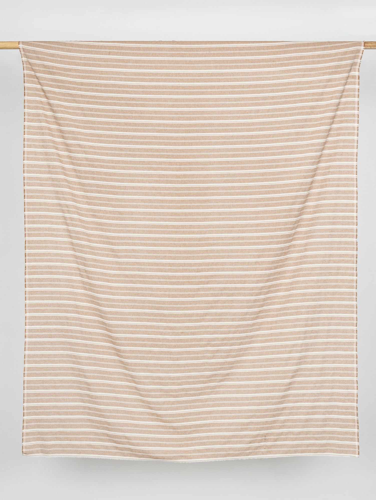 Striped Textured Eco Cotton Blend - Cream + Brown | Core Fabrics