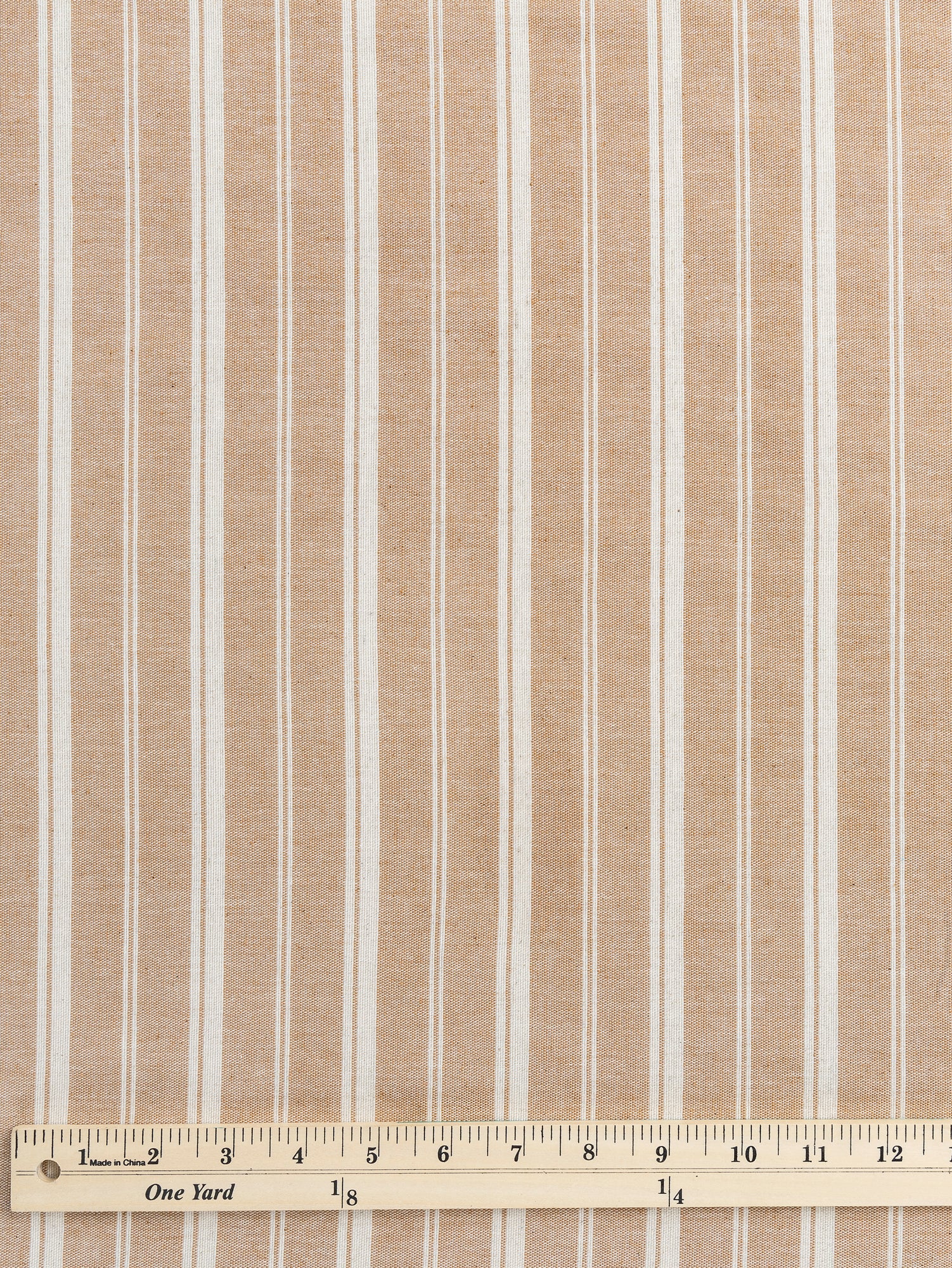 Striped Textured Eco Cotton Blend - Cream + Brown | Core Fabrics