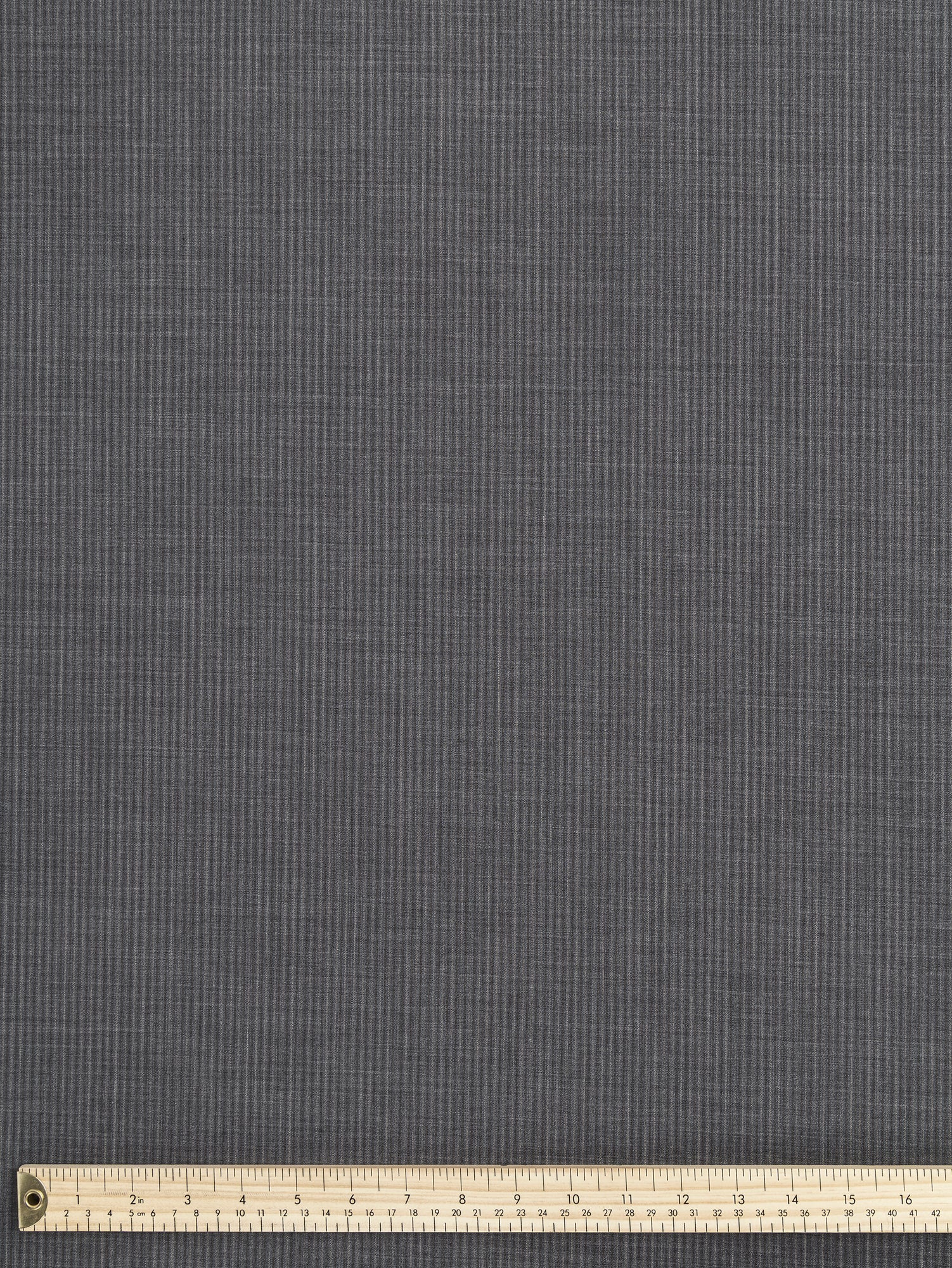 F-DEA076-Striped-Wool-Poly-Suiting-Deadstock-Blue-Khaki-Grey-Core-Fabrics-ruler.JPG