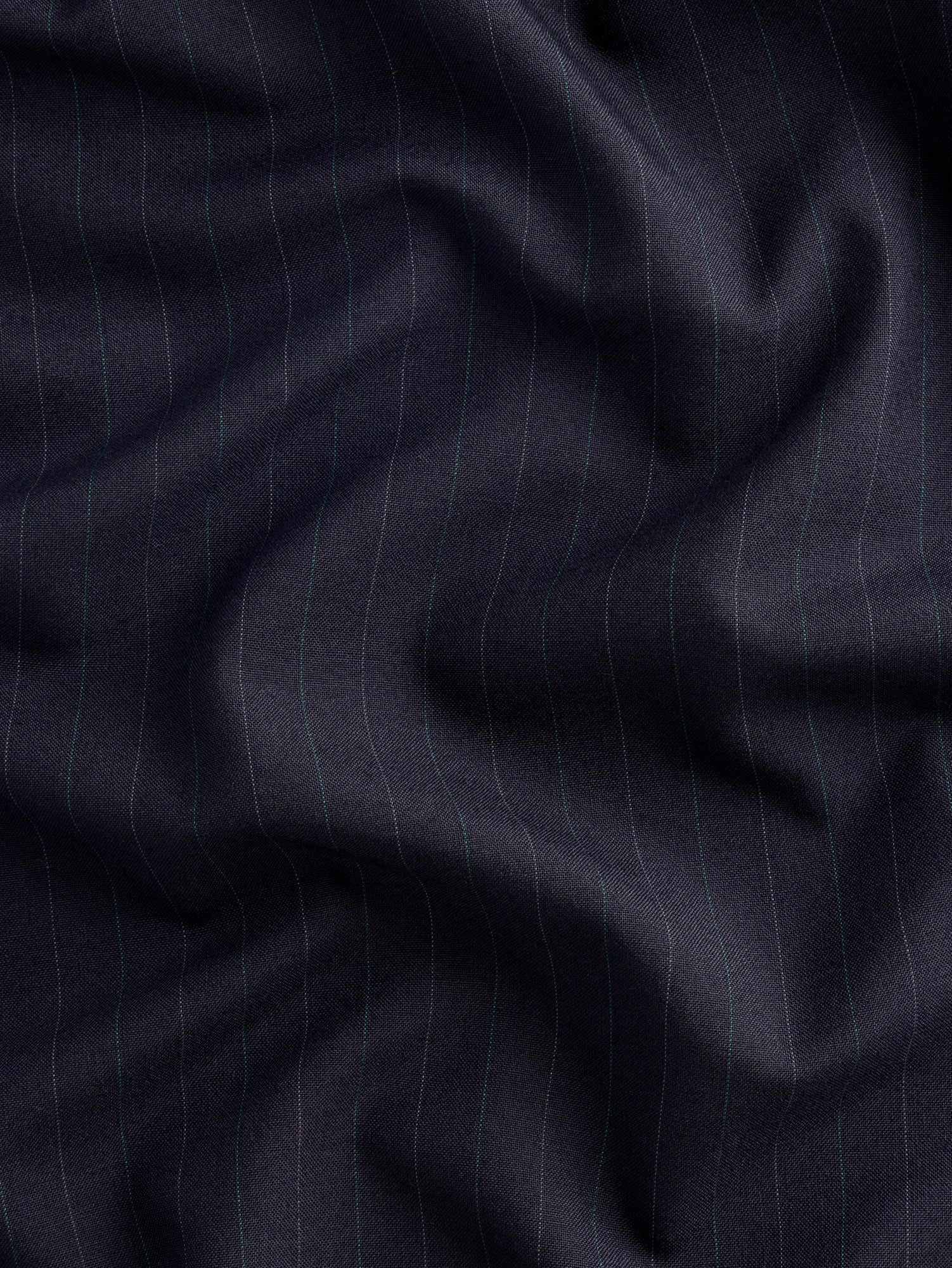 F-WOL113-Subtle-Pinstripe-Italian-Wool-Suiting-Deadstock-Navy-Green-and-White-Core-Fabrics-scrunched.JPG