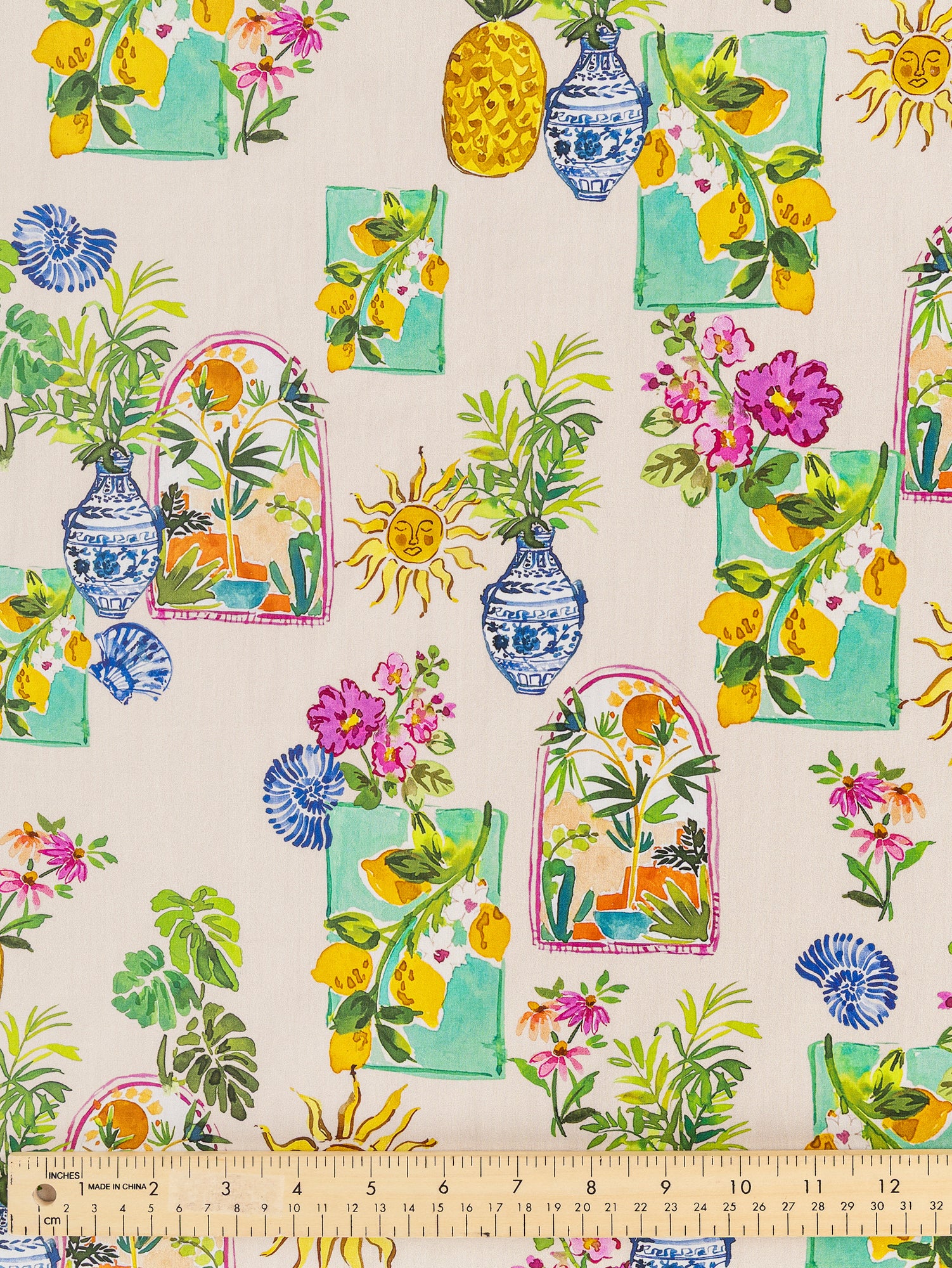 F-COT343 -Summer-in-Provence-Print-Cotton-Lawn-Cream-Multicolour-Core-Fabrics-ruler.JPG
