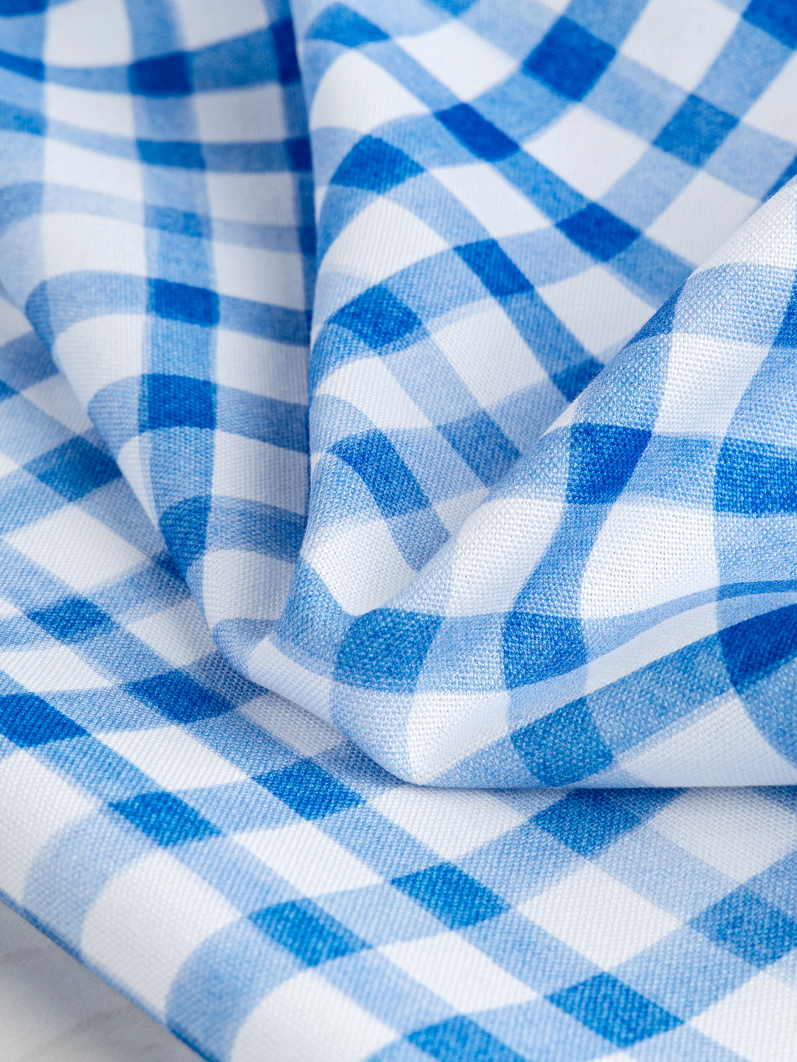 Swing Check Print Organic Cotton Canvas - White + Blue | Core Fabrics