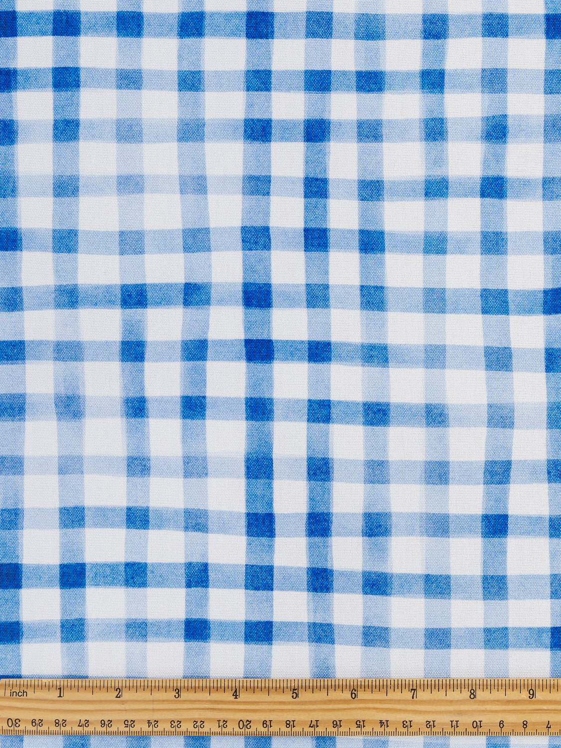 Swing Check Print Organic Cotton Canvas - White + Blue | Core Fabrics