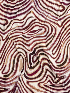 Swirl Scene Print Viscose Knit - Brown + Cream