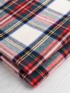 Tartan Check Cotton Flannel Twill -  Cream + Red + Green | Core Fabrics